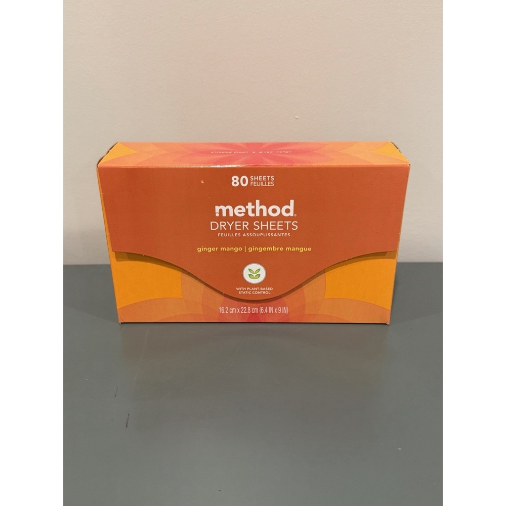 Method Dryer Sheets Ginger Mango 80 Sheet Count Static Control New Discontinued